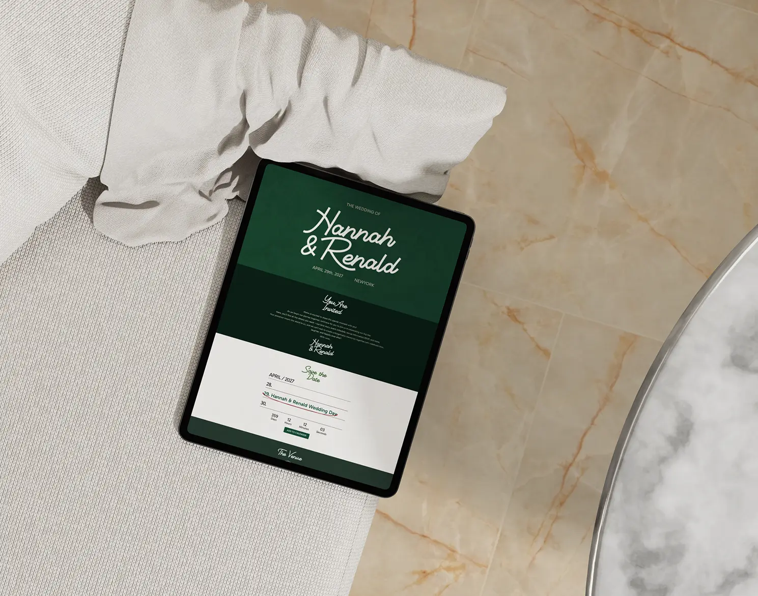 Emerald Monoline Ipad Preview - Fancy Wedding Invitation