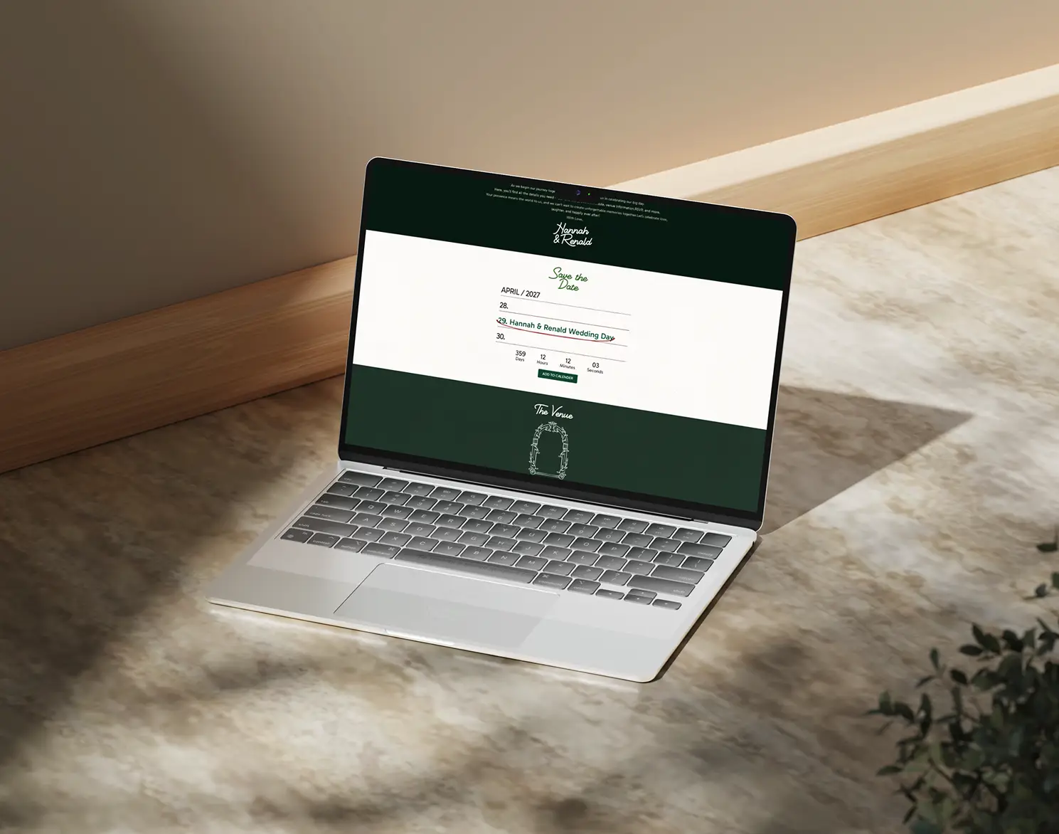 Emerald Monoline Laptop Preview - Weding Invitation Website