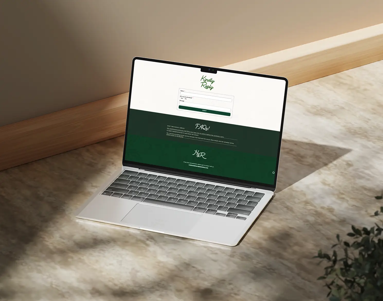 Emerald Monoline Laptop Preview Front - Weding Invitation Website