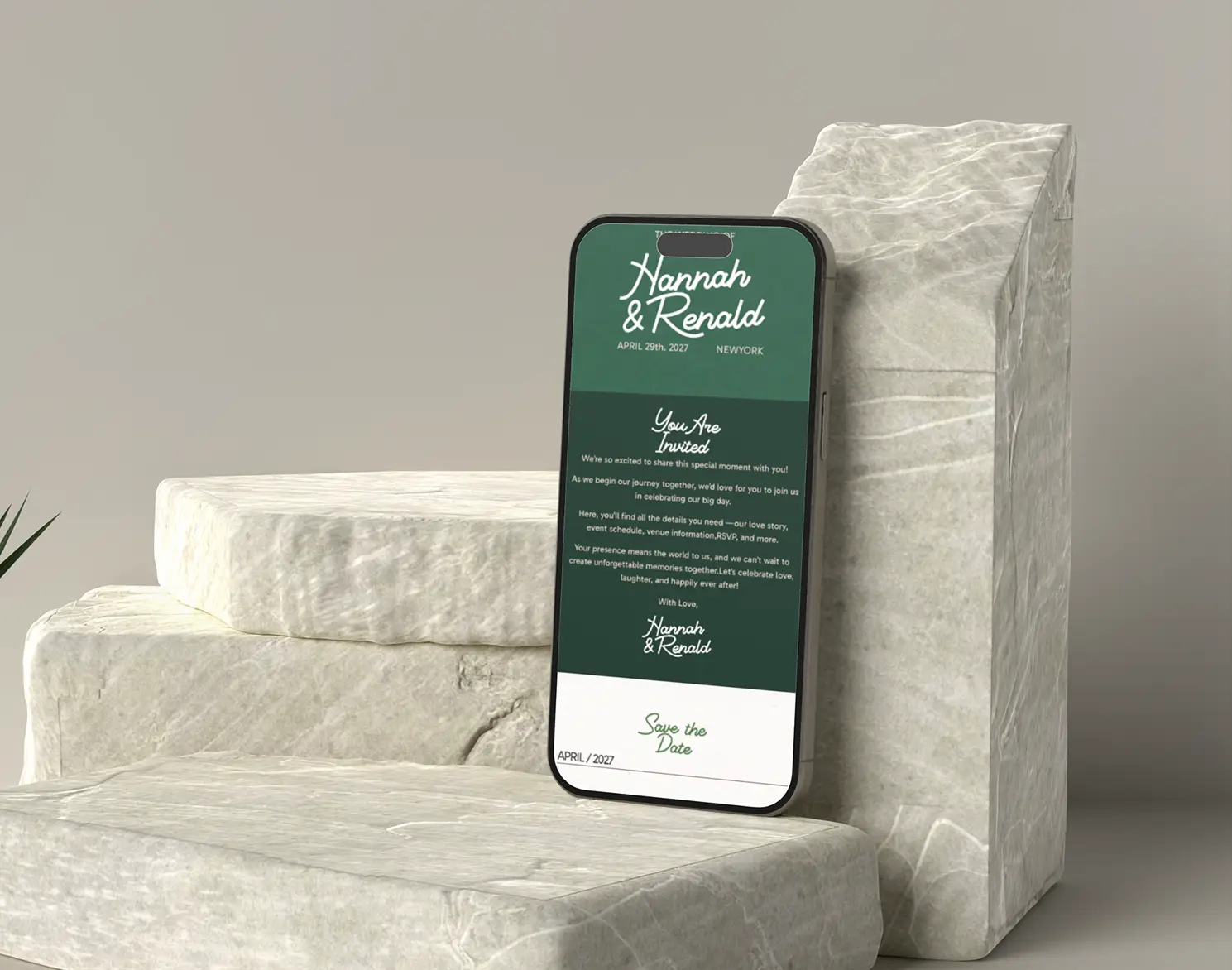 Emerald Monoline Phone Preview Front - Weding Invitation Website