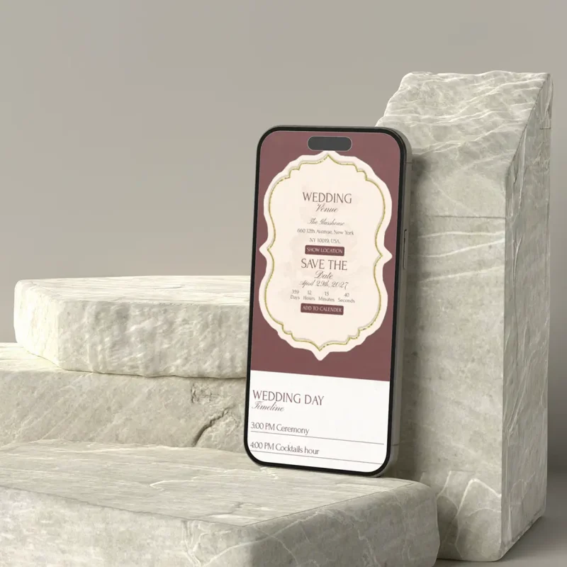 Eternal Burgundy Phone - Luxury Wedding Invitation