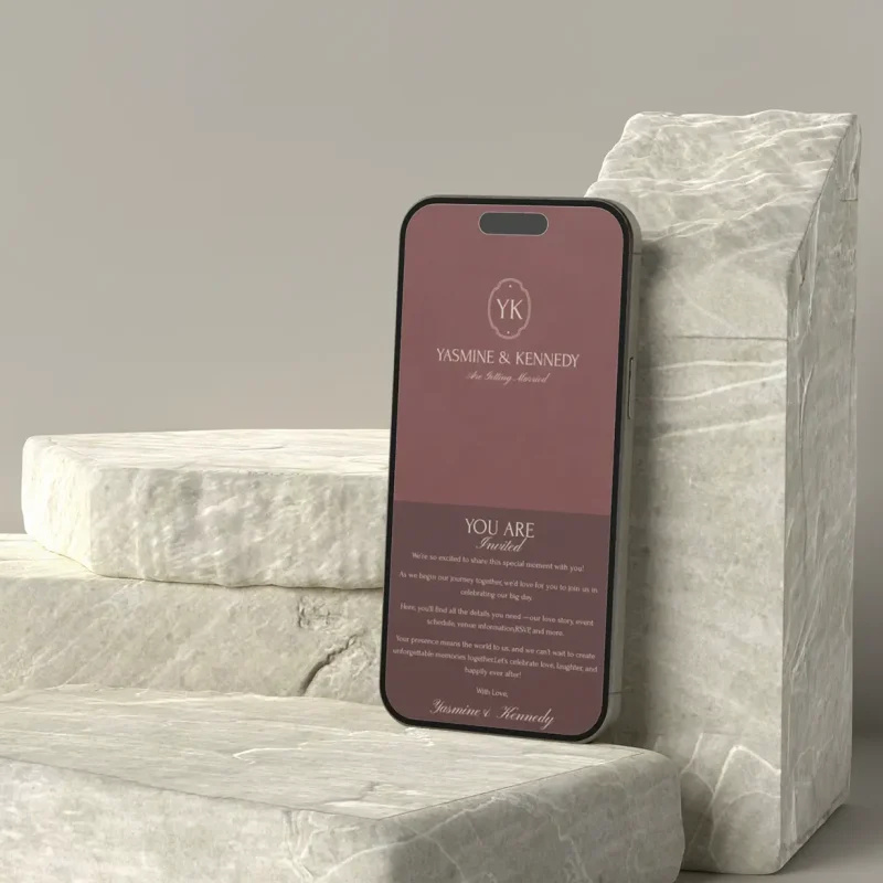Eternal Burgundy Phone - Luxury Wedding Invitation