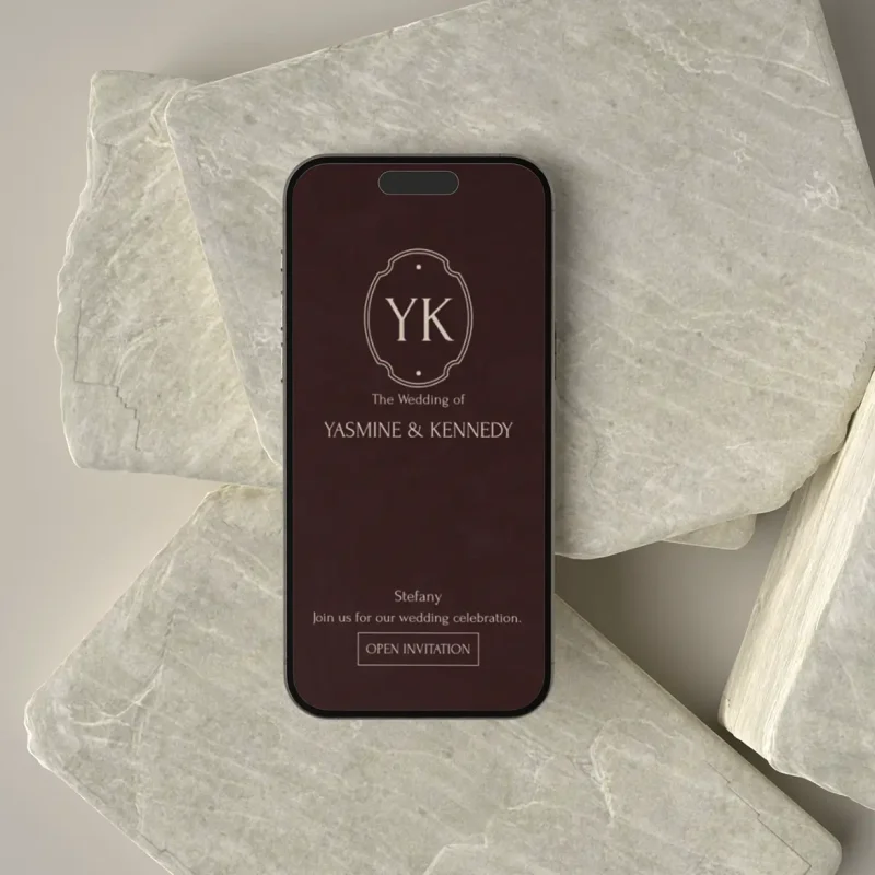 Eternal Burgundy Phone - Luxury Wedding Invitation