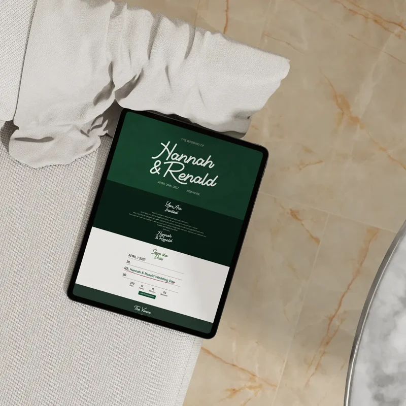 Emerald Monoline Ipad Preview - Fancy Wedding Invitation