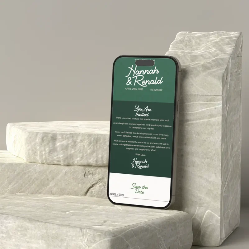 Emerald Monoline Phone Preview Front - Weding Invitation Website